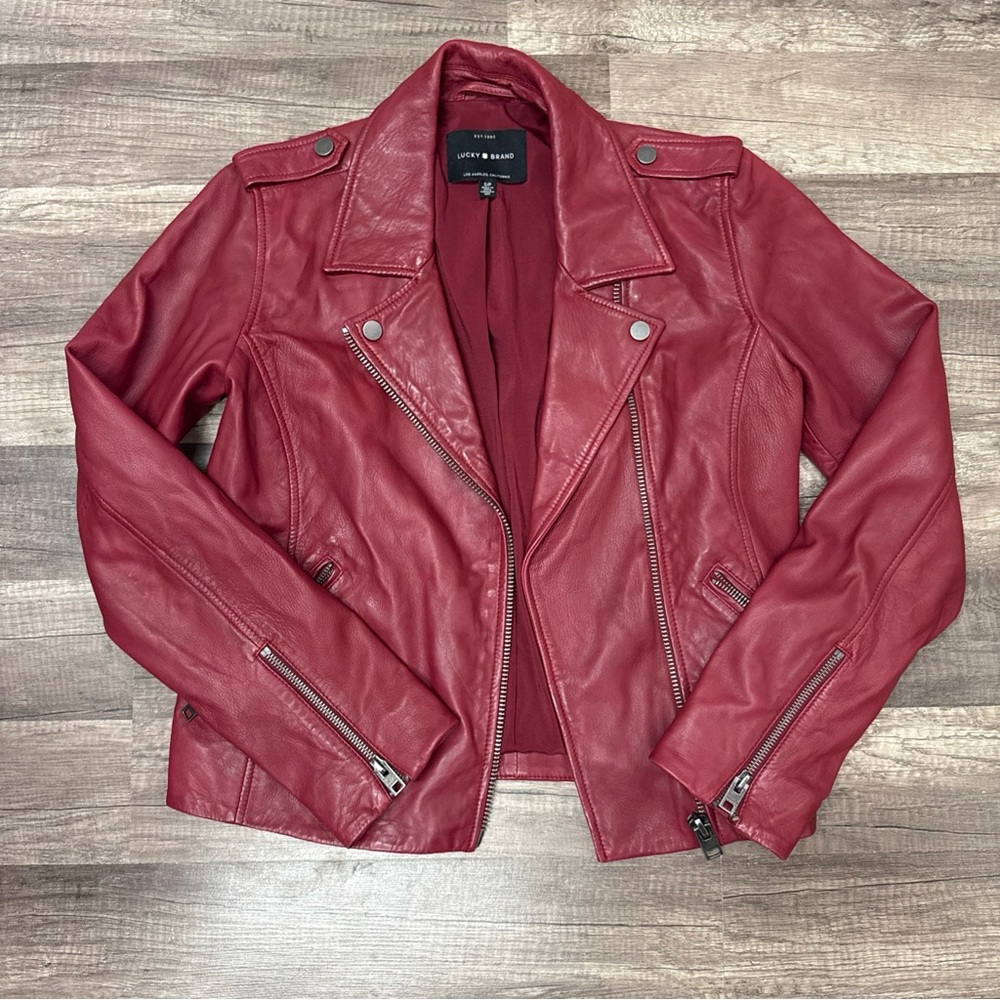 Lucky Brand Lamb Leather Moto Jacket Size small